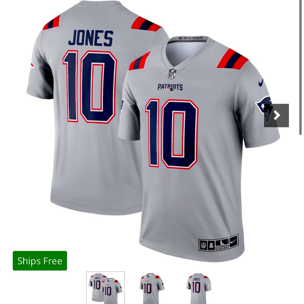 Official Men's Nike Mac Jones Gray New England Patriots Inverted Legend Jersey